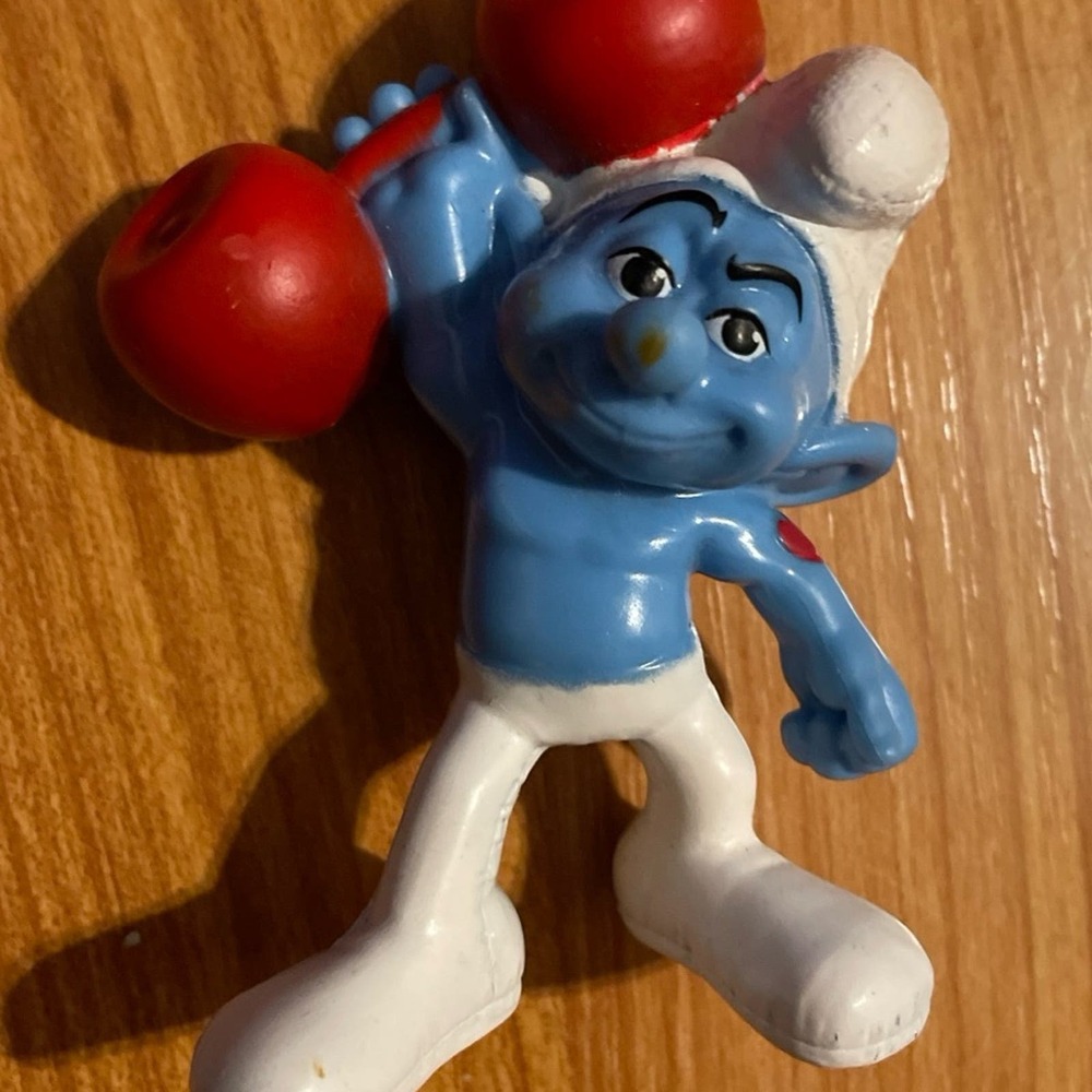 2011 Smurfs McDonald's Happy Meal 3" Toy Peyo‎ Hefty Smurf with Barbell